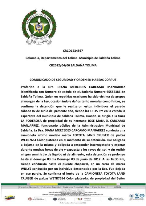 policia nacional de colombia denuncia