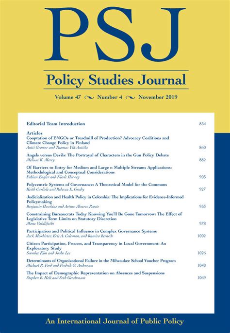 Policy Studies Journal Articles