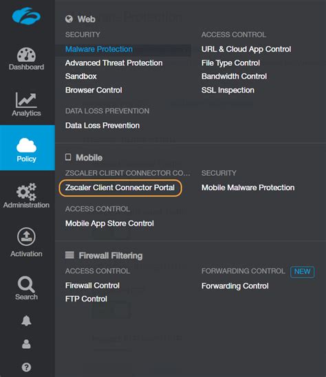 policy zscaler client connector portal