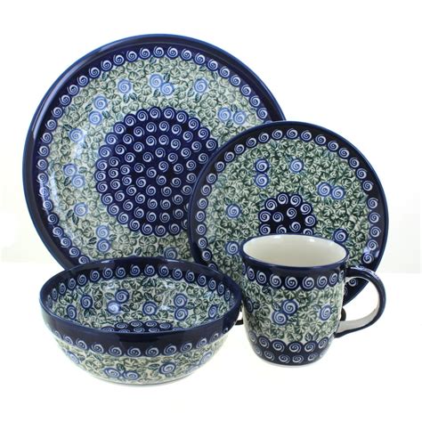 polish pottery blue rose pottery