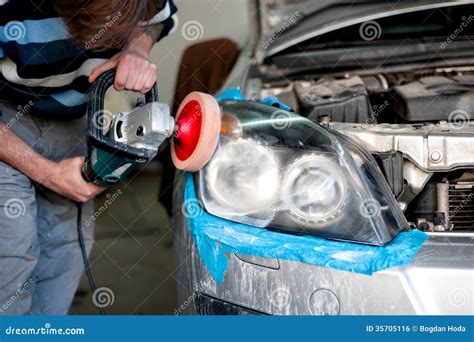 Polishing Headlights With Buffer