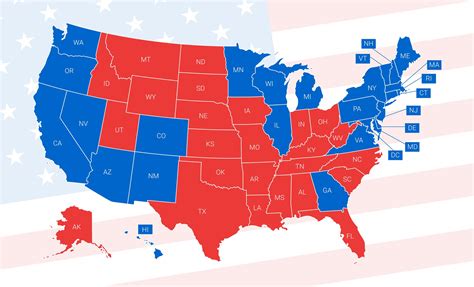 political map of usa red and blue states 2023