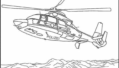 Ausmalbild: Bell 206A Polizeihubschrauber | Ausmalbilder kostenlos zum