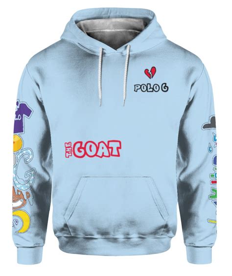 polo g the goat hoodie light blue