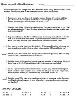 polynomial inequality word problems worksheet