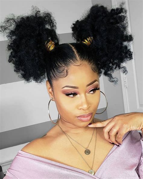 PomPom Curly hair styles, Black ponytail hairstyles, Hair puff