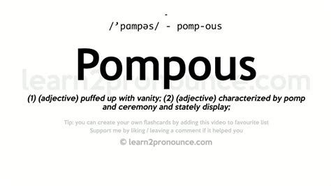pompous meaning in english