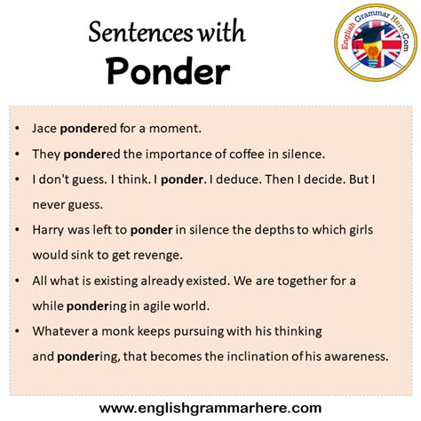 ponder meaning in english with example