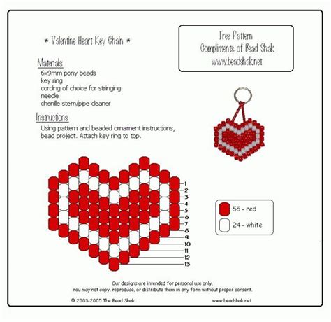 Pony Bead Heart Keychain Patterns