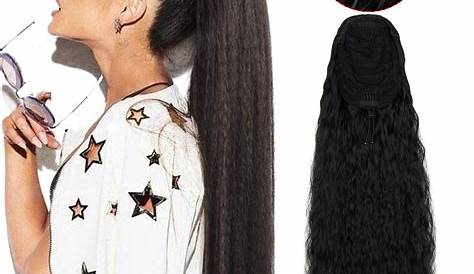 Ponytail Extension Black Hair Lacer 1B Natural Clip In