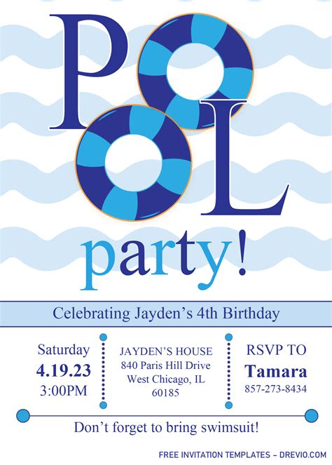 Pool Party Birthday Party invitations printable or digital