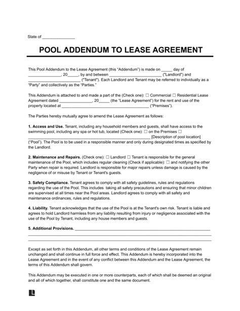 Download Free Mold Addendum to Lease Printable Lease Agreement