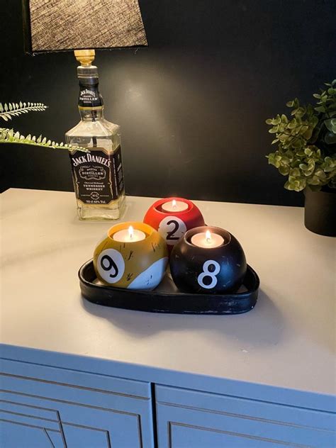 Pool Ball Candle Holder Set