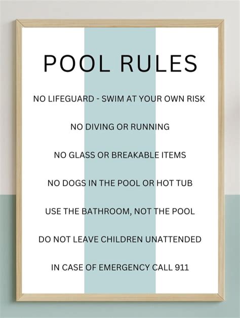 Pool House Rules Sign
