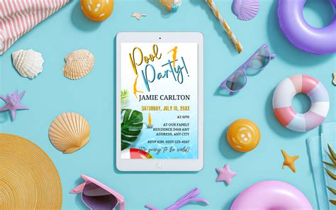 Pool Party Digital Invitations