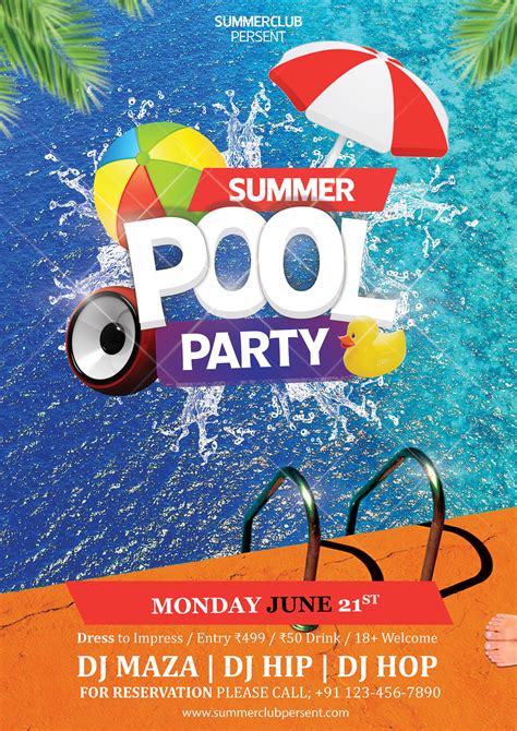 Get the Party Started with Vibrant Pool Party Flyer Background Designs - Perfect for Summer Fun!