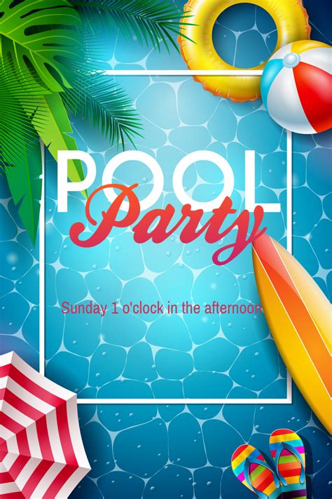 Pool Party Birthday Party invitations printable or digital