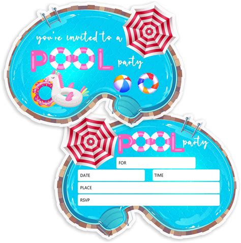 Pool Party Invitations Amazon