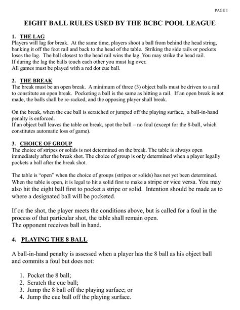 Pool Rules Black Ball Off Table