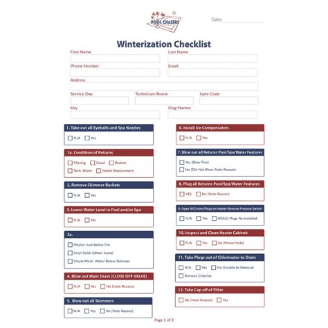 pool winterization checklist