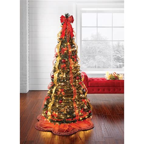 5 ft Collapsible Tinsel Tree PopUp Slim Tree for Christmas, RED eBay