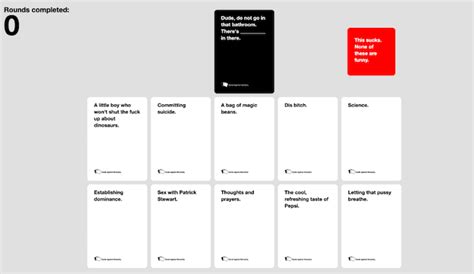 pop of the punt and user interface for Cards Against Humanity Lab