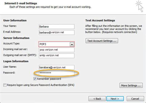 pop settings for aol email server