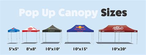 pop up canopy sizes