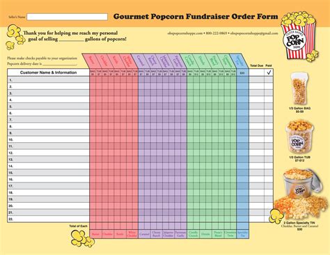popcorn fundraiser order form