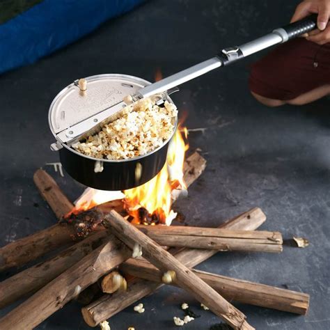Popcorn Popper Over Campfire