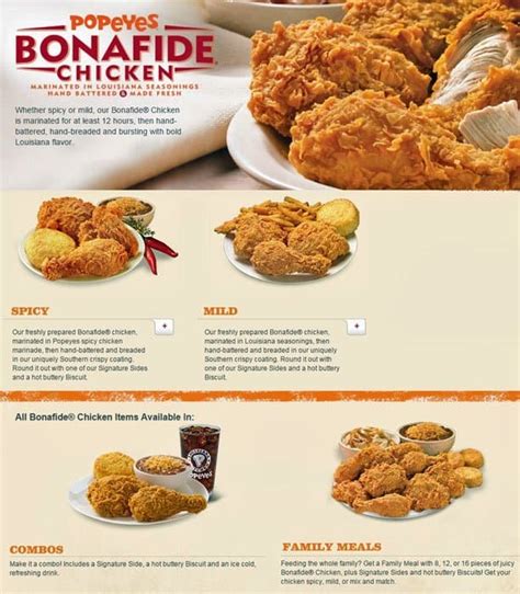 popeyes famous fried chicken menu