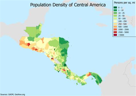 Population Density Map Of Central America