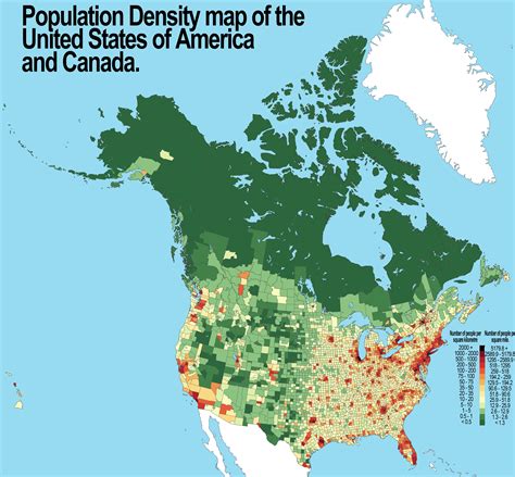 Population Density Map Of Usa And Canada