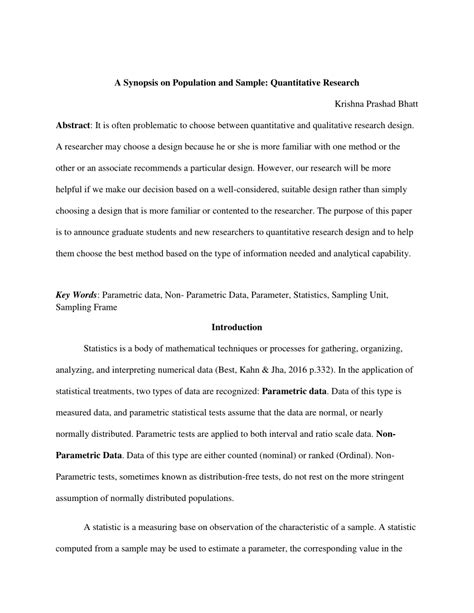 population and sampling in research example pdf quantitative
