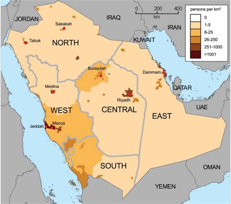 population distribution saudi arabia