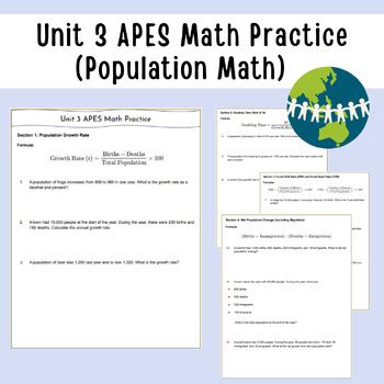 Population Math Practice Worksheet Apes
