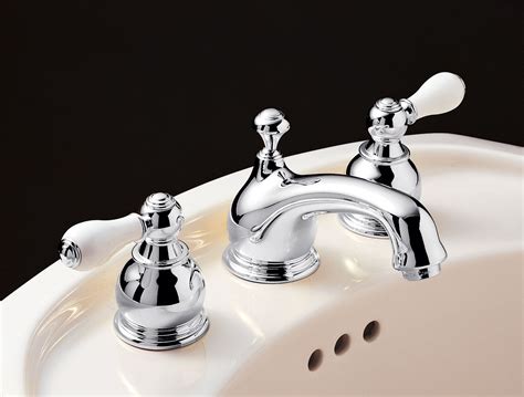 Victorian Widespread Bathroom Faucet with Small Porcelain Cross Handles