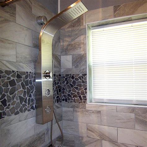 porcelain tile gray for accent wall of shower
