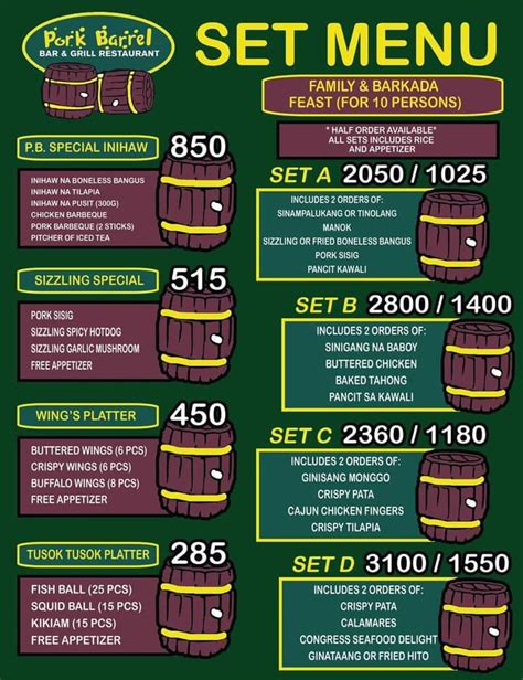Pork Barrel Menu