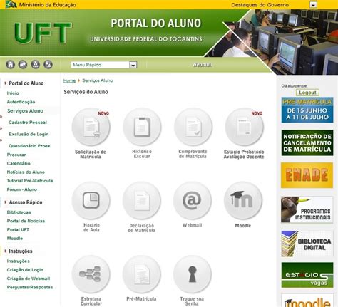 portal do servidor uft