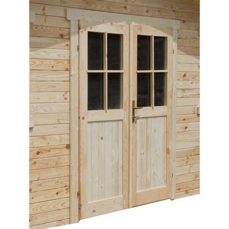 Double porte semivitrée bois brut ép. 28mm pour Abri Gardy Shelter