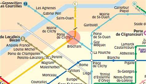 Métro Paris itinéraire de Porte de Clichy à Porte de
