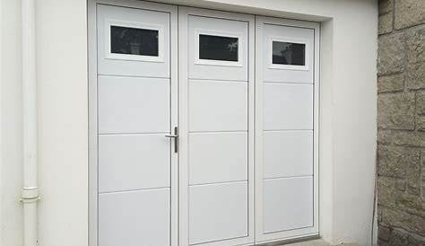 Porte de garage pliante vitrée 3 Vantaux PVC Blanc