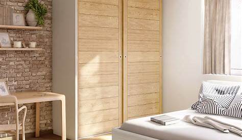 Porte De Placard Coulissante Bois Naturel 3 s s KAZED KONTRAST Fumé Brut Et