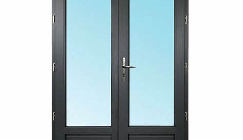 Porte Fenêtre 2 Vantaux PVC Gris 205x140 cm OB