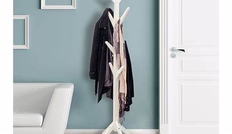 Porte manteau sur pied design en bois 180 cm (blanc)