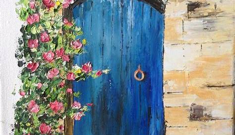 Vendu tableau la vieille porte bleue peinture à l'huile au