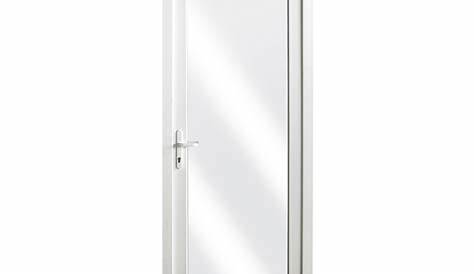 Porte extérieure vitrée poussant droit 218x96 cm PVC blanc