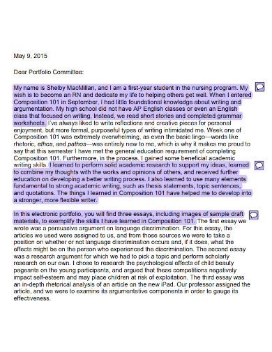 portfolio introduction examples for students
