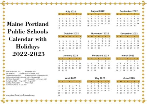 Portland Public Schools Calendar Maine